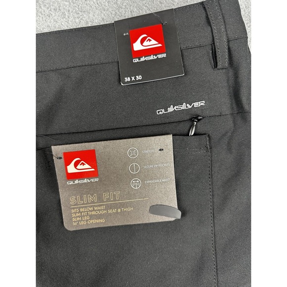 Quiksilver Pants Mens 38x31 Black Onyx Slim Fit Stretch Polyester Casual New - Picture 10 of 11